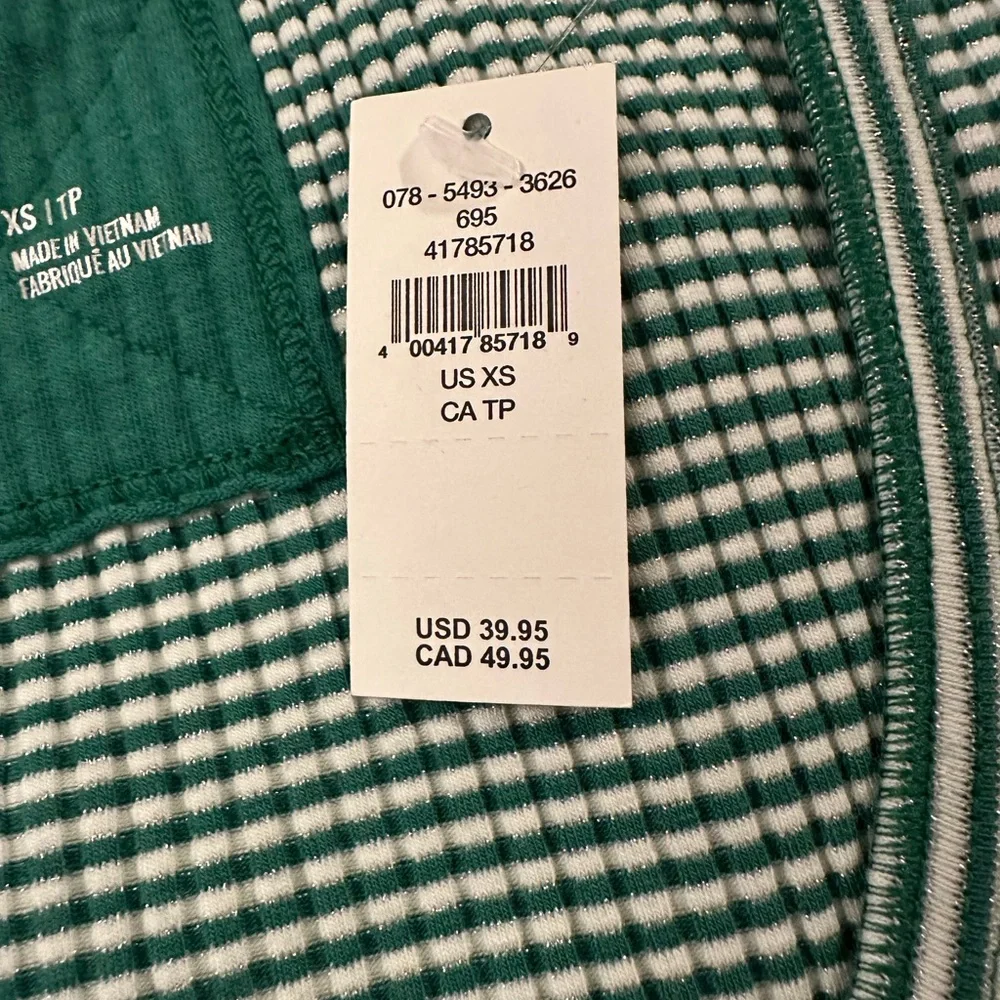 Aerie long sleeve fitted henley t-shirt size XS color green/white NWT - Picture 3 of 5